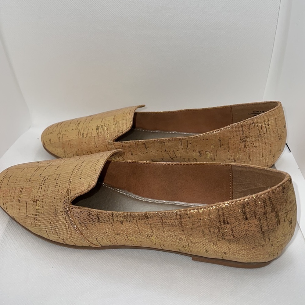 Neiman Marcus gold/copper metallic cork loafers women’s flats shoes Sz 8.5 - Picture 5 of 10